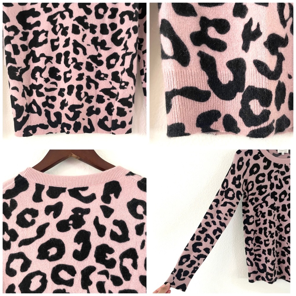 NWT White + Warren Cashmere Sweater Leopard - Picture 12 of 16